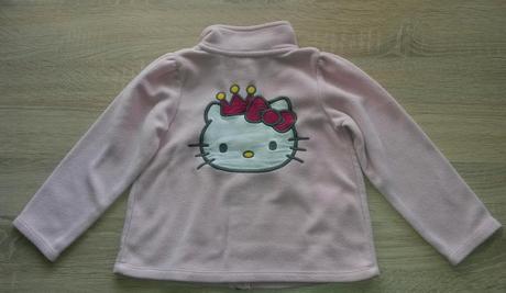 Růžová fleece mikina s hello kitty vel. 98-104, h&m,98
