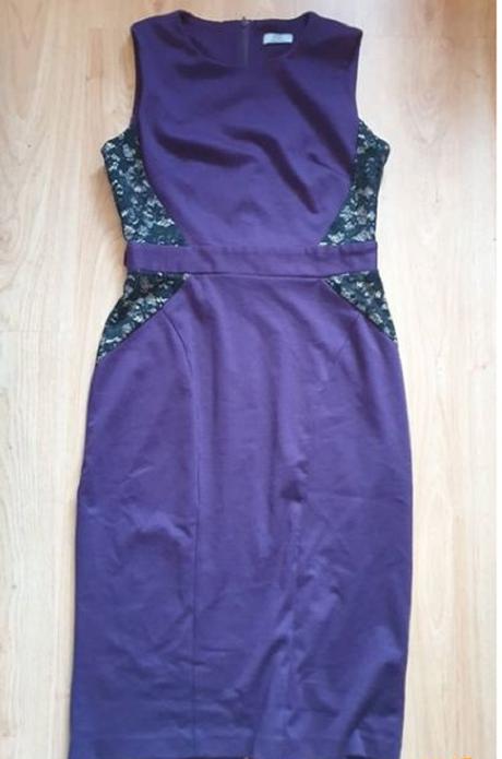 Nádherné tm.fialové šaty s krajkou zn.f&f vel.38/m, f&f,m