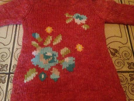 Dívčí rolákové pletené šaty květy vel. 86 - 92, marks & spencer,86