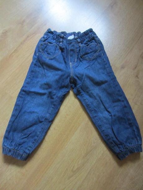 Podšité, zateplené srdíčkové džíny, rifle, h&m,92