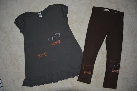 Tunika a legíny s kočičkama - ručně malované, zara,110