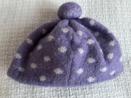 Fialová vlněná čepice/čepička s puntíky vel. 92, h&m,92