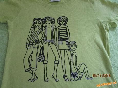 Tričko zelené s holkami, 128