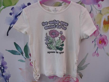 Bavlněné pružné řádkované crop top tričko, h&m,140