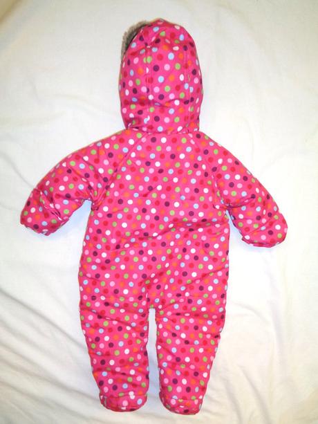 Nádherná růžová zimní kombinéza s puntíky, tu,68