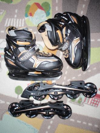 Brusle 2v1 dětské led/kolečka nastavitelné 35-38., sulov,35