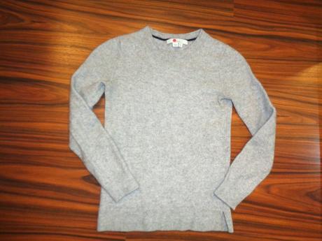 Luxusní šedý kašmírový svetr, mini boden,152