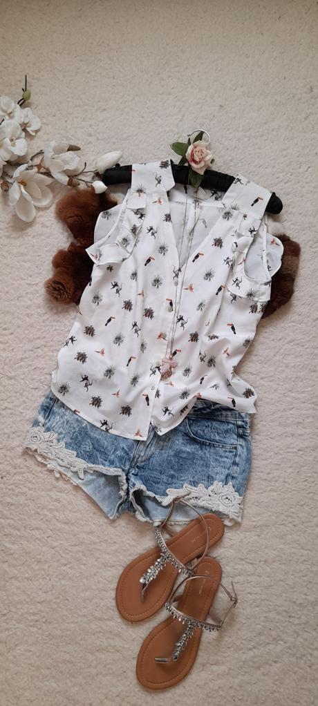 H&m letní halenka s opičkami a tukany, h&m,s