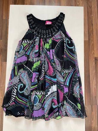 Hedvábné minišaty/top s kameny, vel xl i méně, lip, lipsy london,xl
