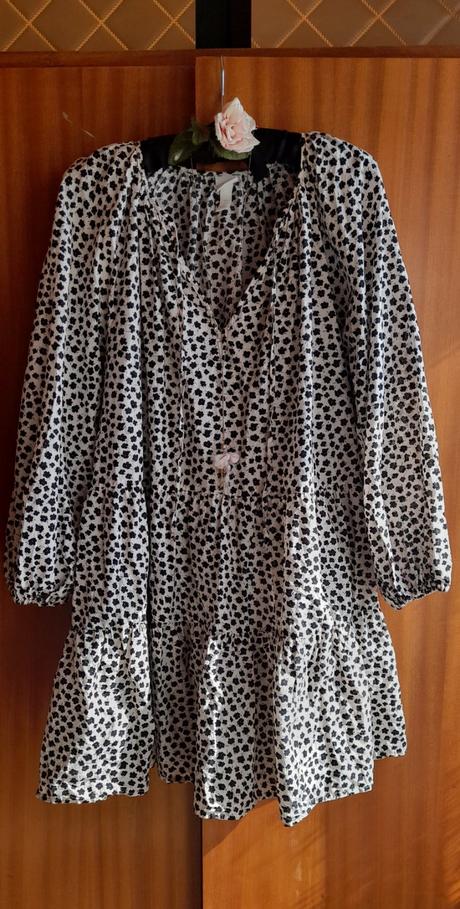 H&m květované bavlněné šaty s nabíranými rukávy, h&m