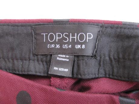 Vínové přiléhavé elastické kalhoty, topshop,xs