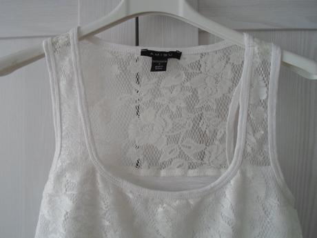 Bílé krajkové tričko tílko bílý top, amisu,m