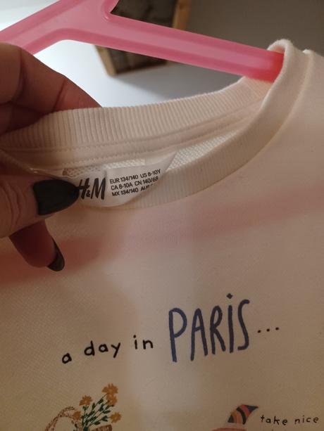 Krémová mikina s potiskem 134/140, h&m,140