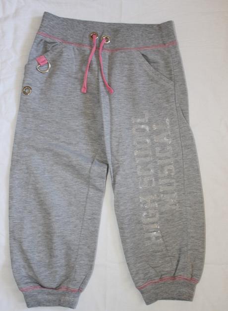 Ho5. šedé 3/4 tepláky s růžovými detaily 8-9 let, disney,134