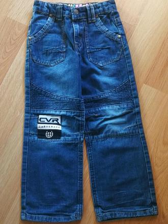 Džíny kalhoty denim, modré, nášivka vel. 116, denim,116