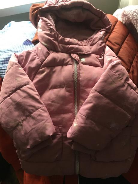 Vel. 92 starorůžová podzimní - zimní bunda s jedno, 92