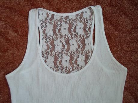 Bílé krajkové tričko triko tílko, h&m,s