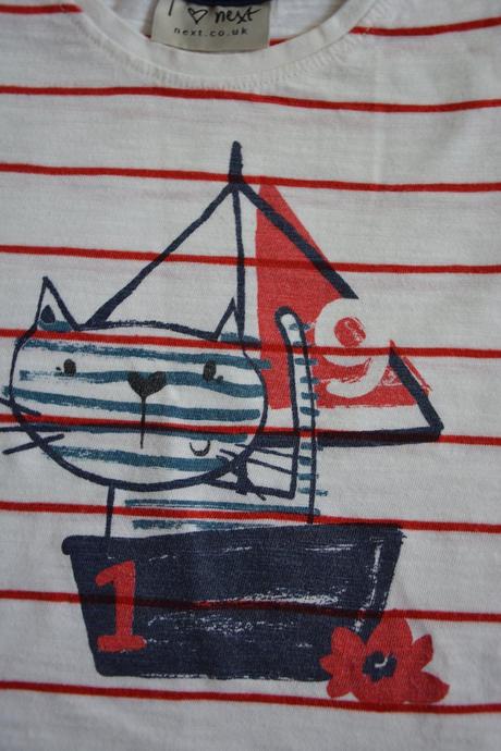 Pruhované tričko s kočkou, next,74