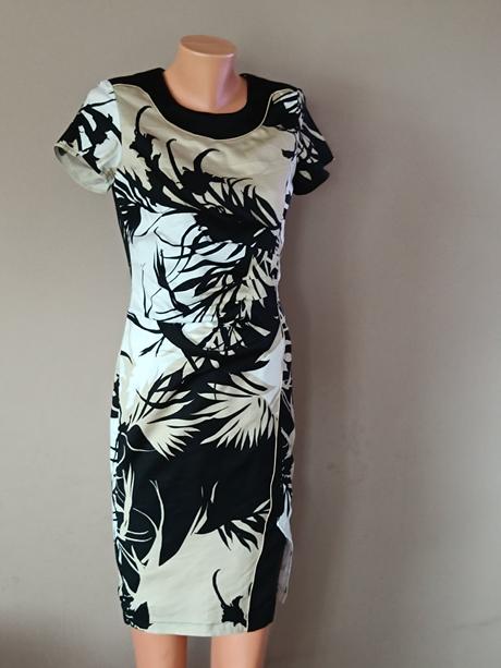 Béžovočernobílé šaty společenské 38/10, m