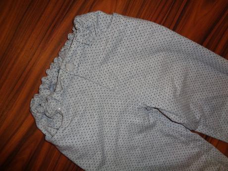 Šedé elastické legínové kalhoty - puntíkaté, 152