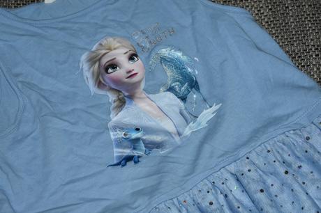 Bledě modré tylové šaty frozen 2, 134/140, h&m,134