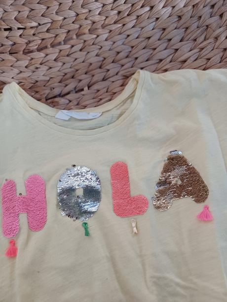 Vanilkové tričko s měnícími flitry h&m, h&m,128