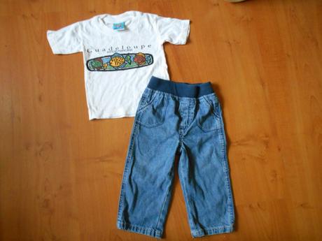 Riflíky + tričko navíc vel. 9-12m, george,80