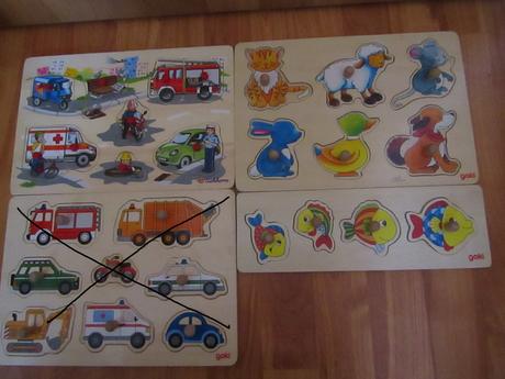 Dřevěné vkládačky-autíčka,zvířátka,ryby-goki,eichh,