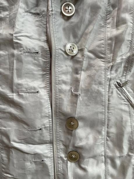 Stříbrná dlouhá bunda chybí knoflík, vel m, david, m