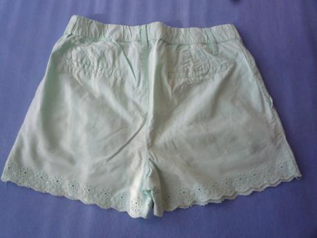 Plátěné světle zelenkavé kraťasy vel. 152, kik,152