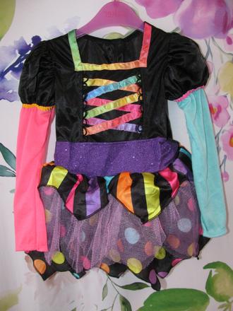 Karnevalový barevný dívčí kostým, šaty halloween, 