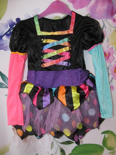 Karnevalový barevný dívčí kostým, šaty halloween, 