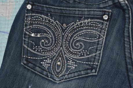 Elastické džíny rifle s kamínky, 140