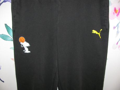 Černé bavlněné tepláky puma peanuts, puma,140