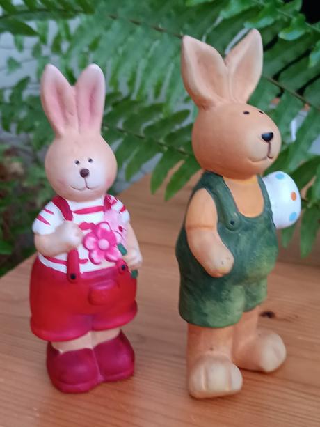 2 králíčci - velikonoční dekorace z keramiky,