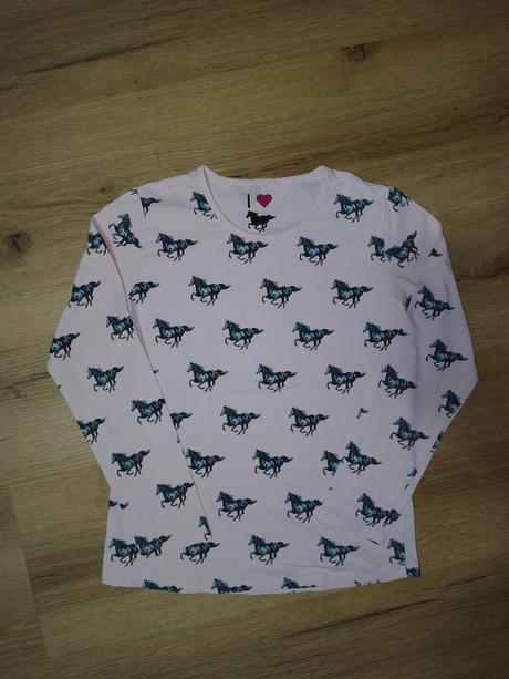 Dívčí triko dl. ruk. c&a 146/152 koně, c&a,146