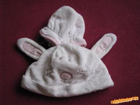 Sametová čepička a rukavičky/zajíček, next,<50