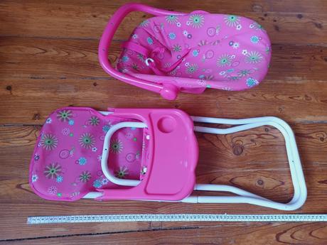 Teddies autosedačka a jídelní židlička pro panenky,
