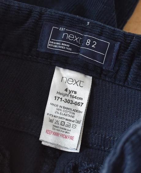 Manšestrové kalhoty vel. 4 roky, next,104