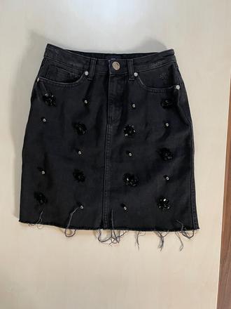 Džínová sukně s ozdobami, vel xxs/xs, river island, river island,xs