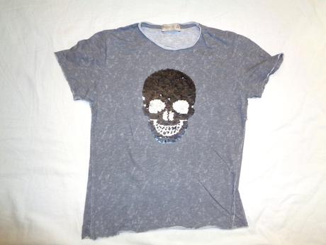 Luxusní tričko s lebkou - obousměrný flitr, zara,128