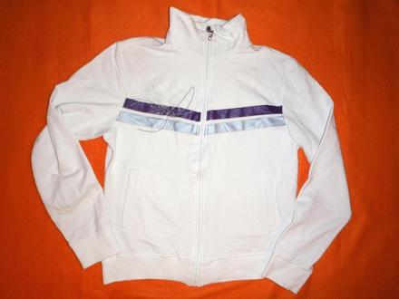 Krásná bílá elastická mikina se stojáčkem, 164