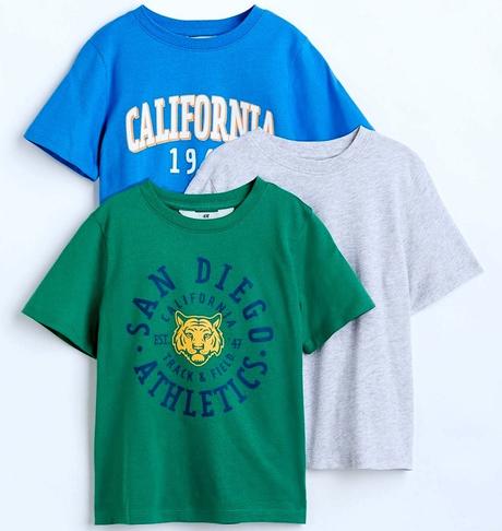 3-pack dětská trička h&m sada california, h&m,122 / 128