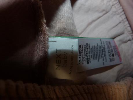 Next manšestrové laclíkové kalhoty vel. 86, next,86