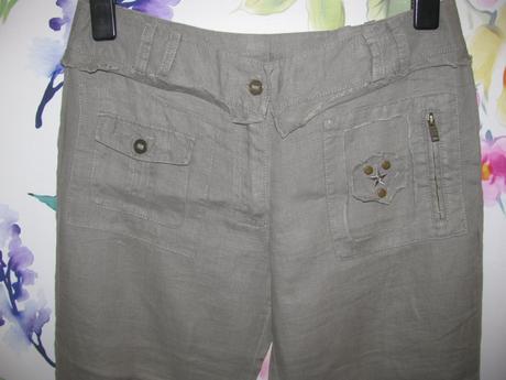 Dámské lněné tenké kapri kalhoty/tříčtvrťáky, 38