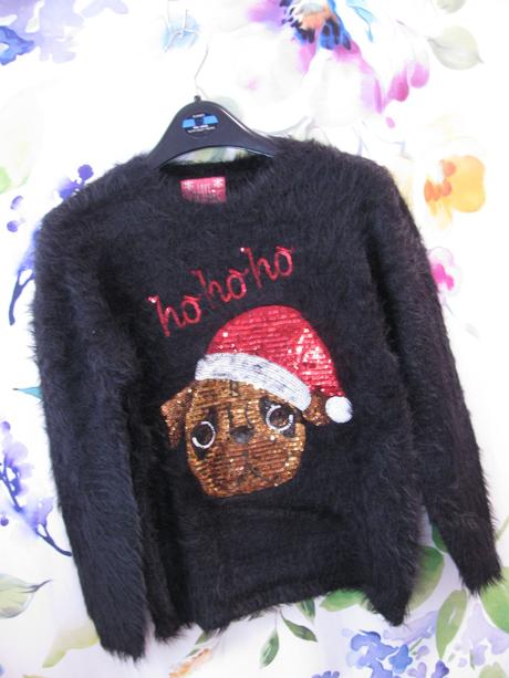 Dívčí černý svetr s vánočním motivem, 134
