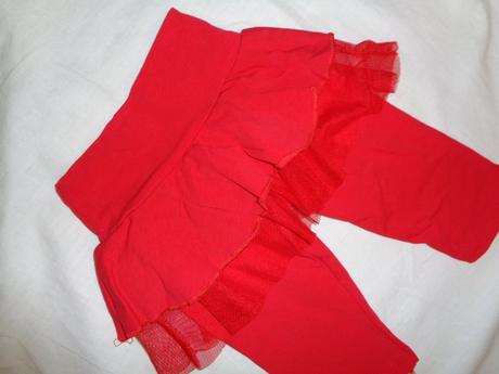 Červené elastické kalhoty se sukýnkou, girl2girl,92 / 98