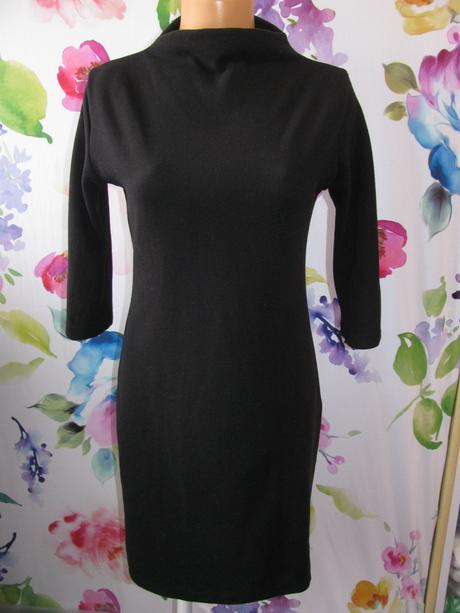 Černé pouzdrové šaty s 3/4 rukávy-jaro, podzim, m