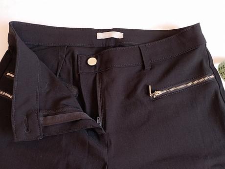 Šik elegantní černé kalhoty se zipy, gate,38