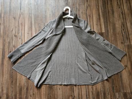 Hnědý svetr úpletový kardigan cardigan dlouhý přeh, s